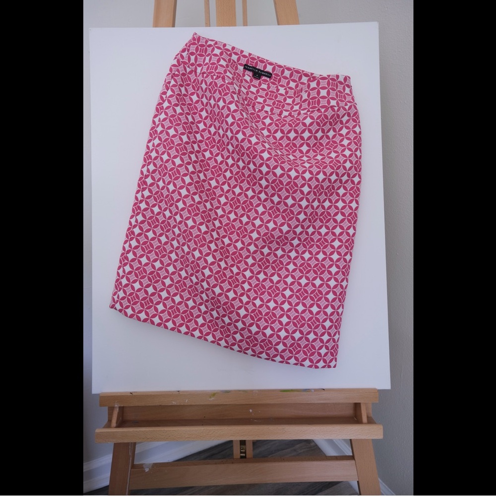 Isabella Demarco Pink and White Knee-Length Pencil Skirt for Casual Wear